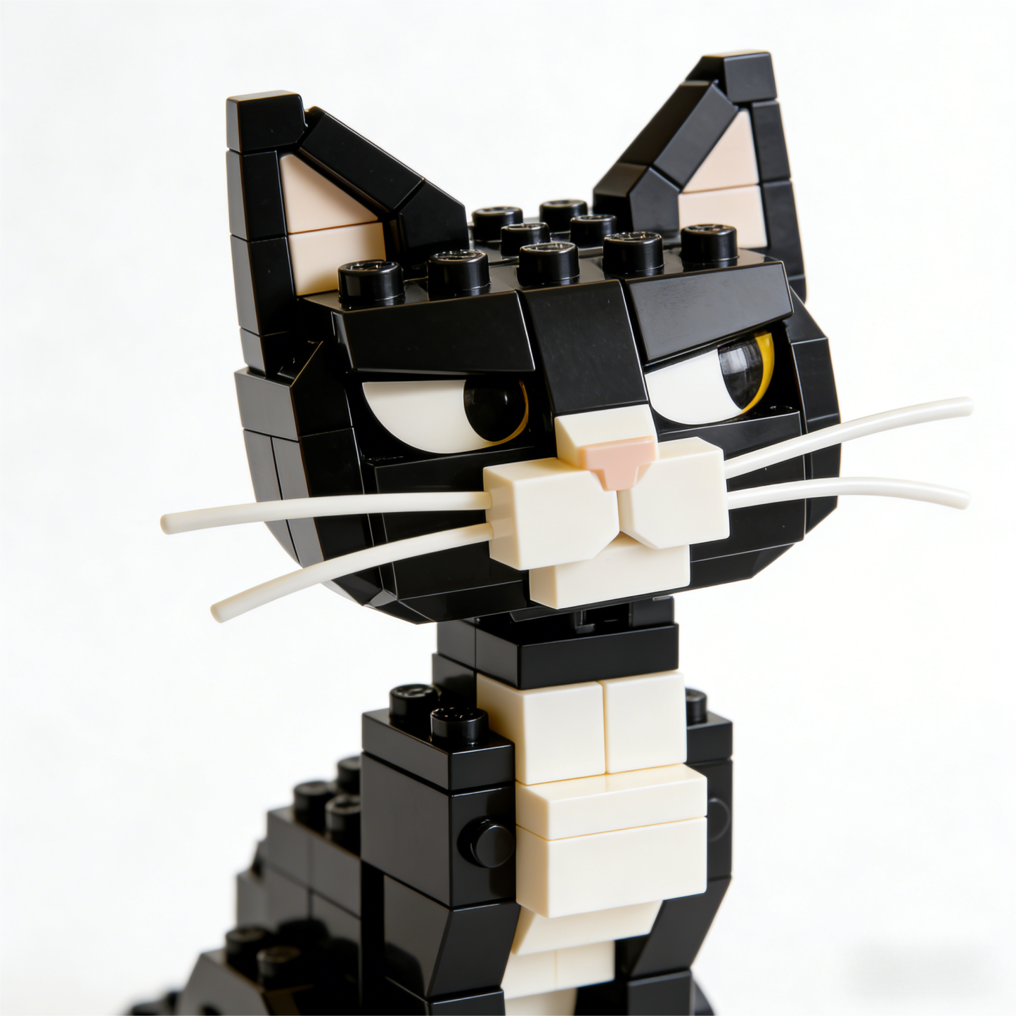 Overdramatic Side-Eye Cat Brick Set – Funny Aloof Cat Model, Sarcastic Display Kit for Collectors & Cat Lovers