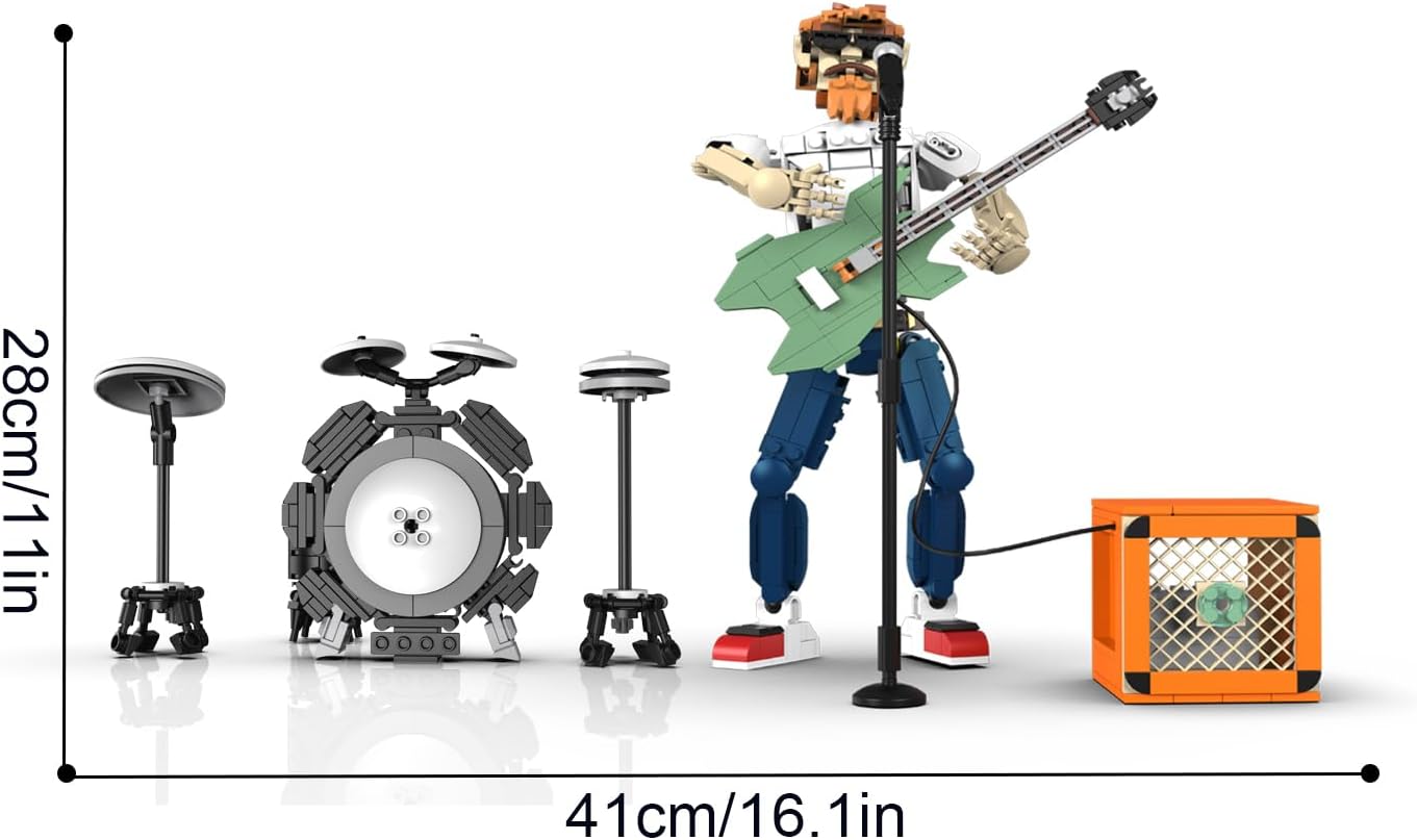 Guitar Music Interactive Building Set for Music Lovers,Reverb Amplifier & Authentic Accessories, Perfect Way to Rock Gift Giving.