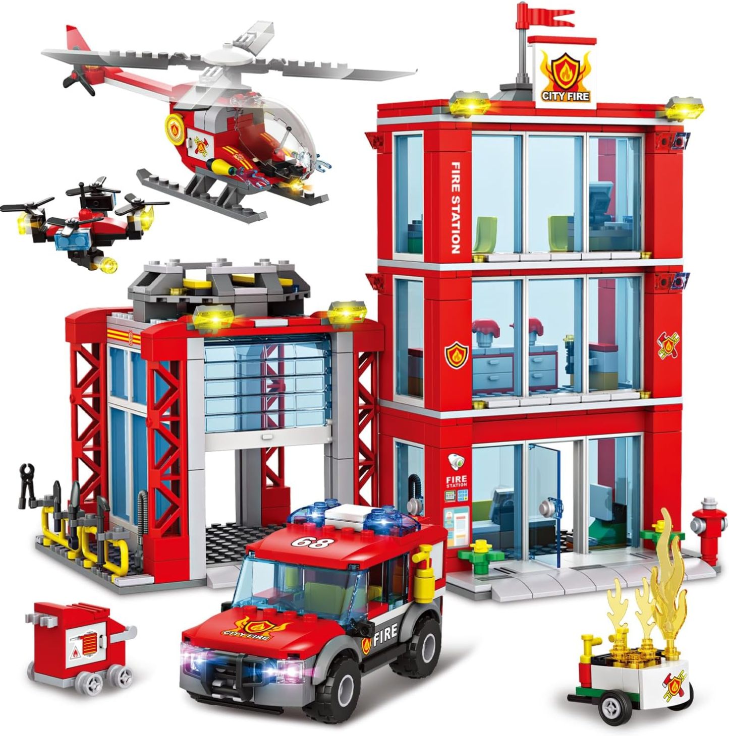 City Fire Station Building Block Set