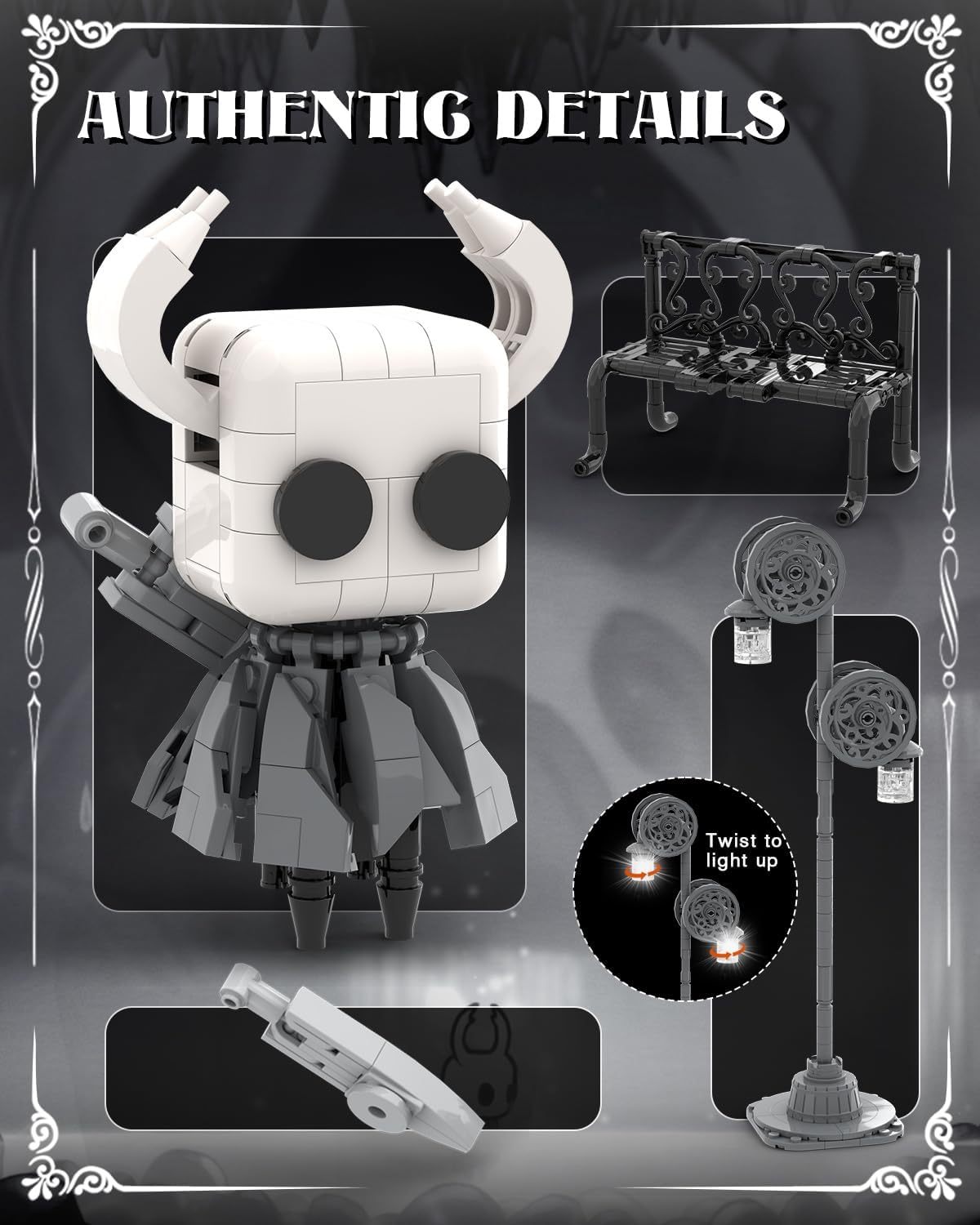 Knight Figure Brick Set-Popular Game Knight Merch Building Set with Light