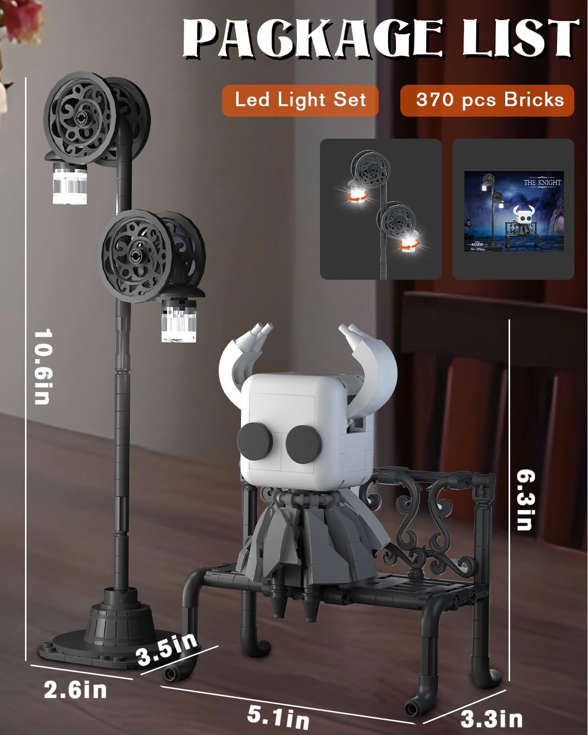 Knight Figure Brick Set-Popular Game Knight Merch Building Set with Light