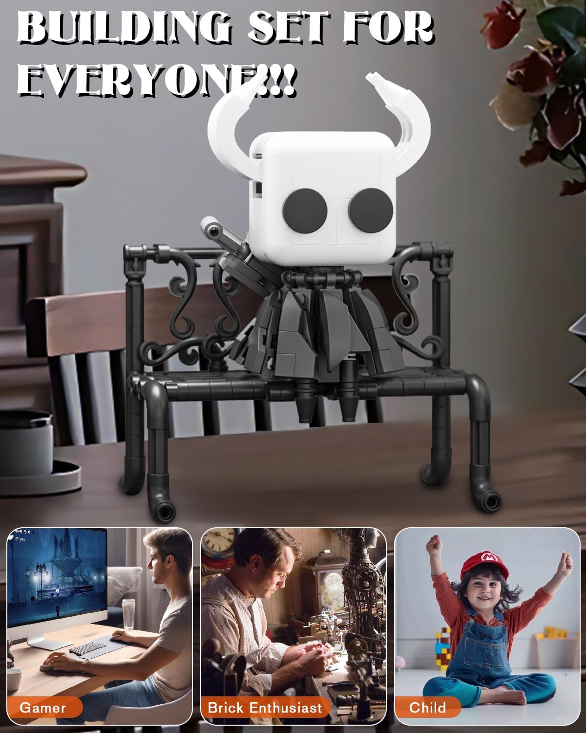 Knight Figure Brick Set-Popular Game Knight Merch Building Set with Light