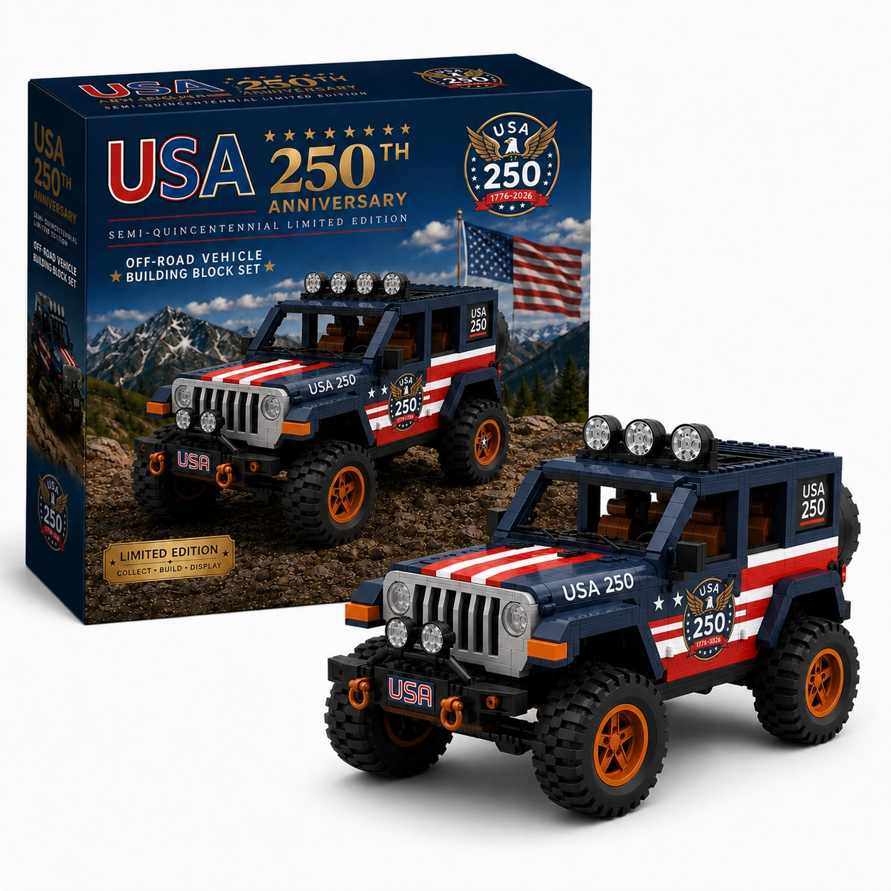 USA 250th Anniversary Semi-Quincentennial Limited Edition Off-Road Vehicle Building Block Set