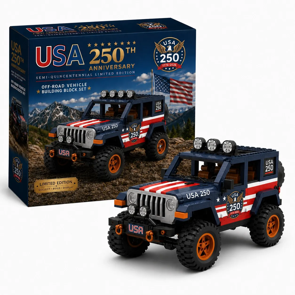 USA 250th Anniversary Semi-Quincentennial Limited Edition Off-Road Vehicle Building Block Set