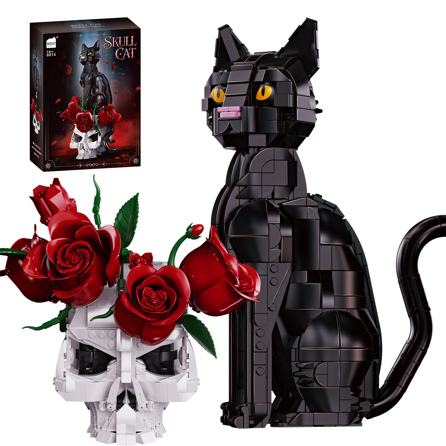 Midnight Skull Cat Building Block Set|1576Pcs – Yoursbrick