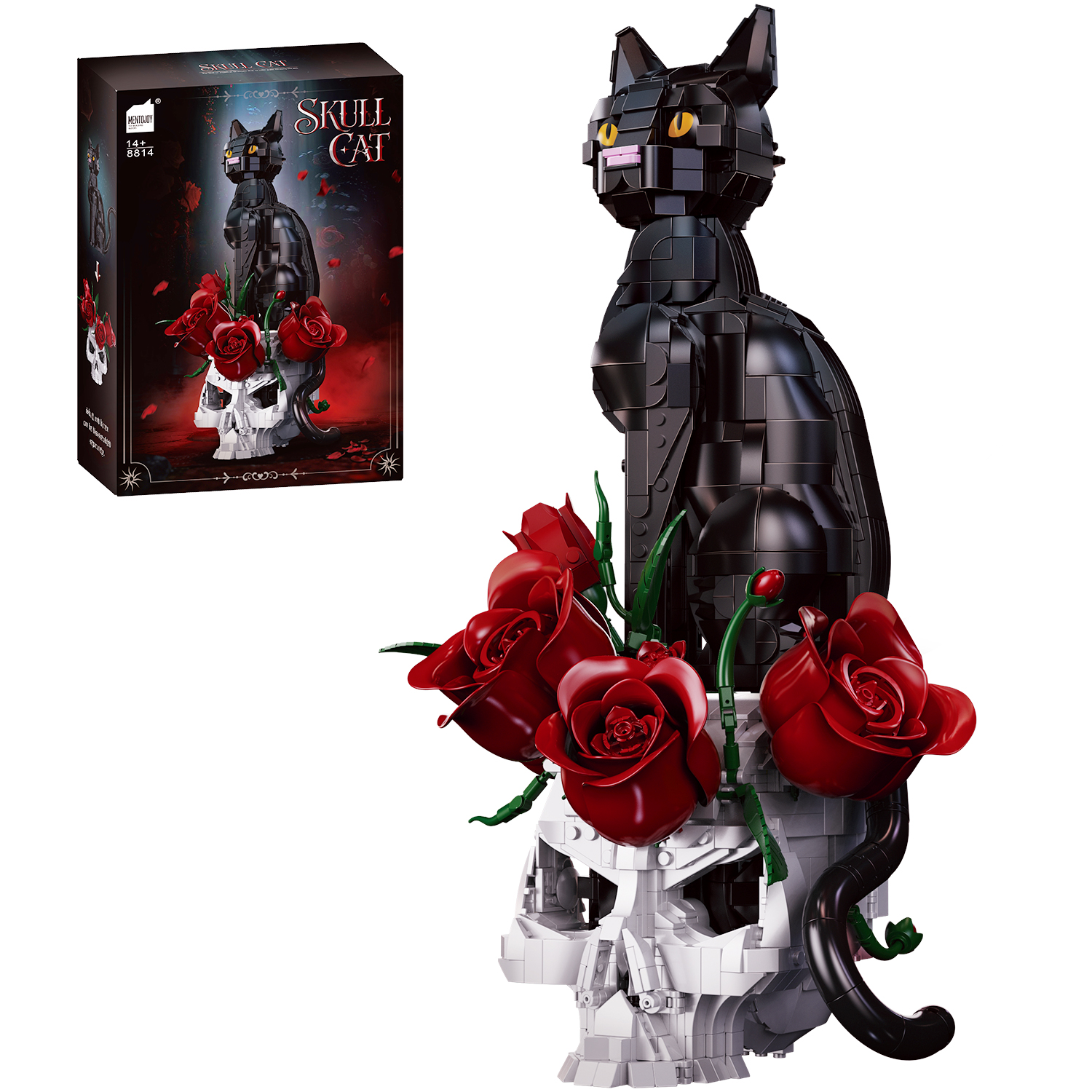 Midnight Skull Cat Building Block Set|1576Pcs – Yoursbrick