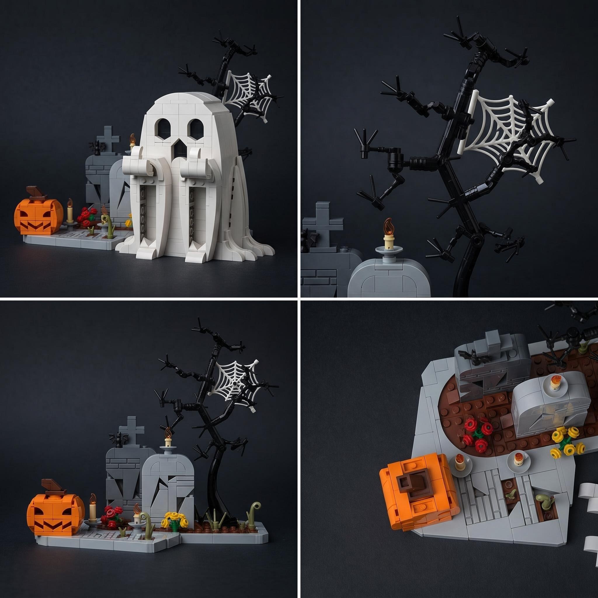 Middle Finger Ghost Halloween Block Set – Spooky Graveyard Display