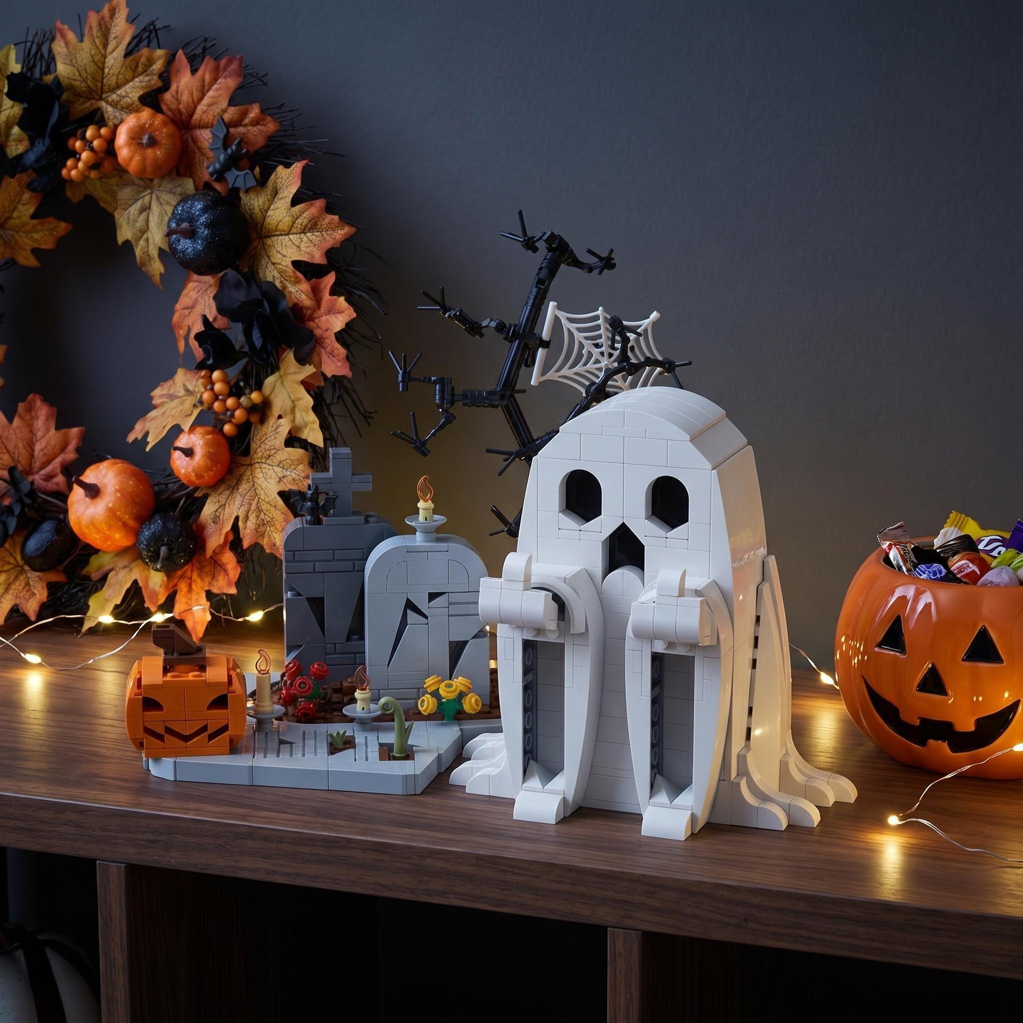 Middle Finger Ghost Halloween Block Set – Spooky Graveyard Display