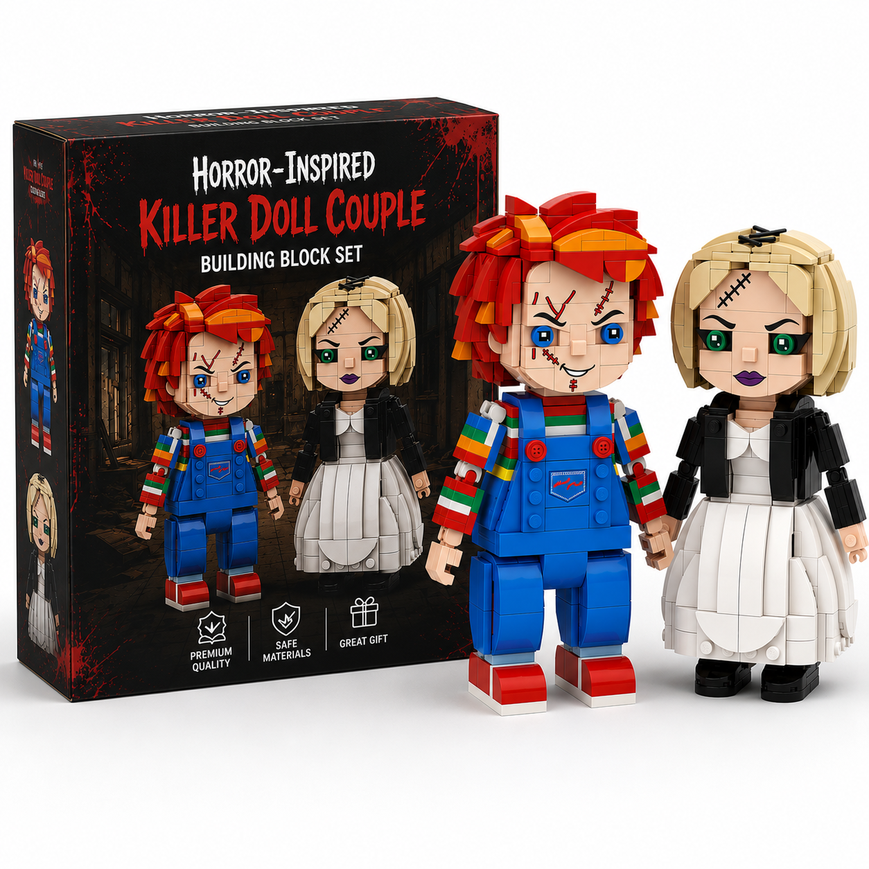 Horror-Inspired Killer Doll Couple Building Block Set