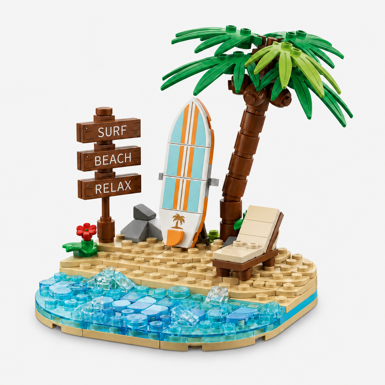 Tropical Surf Scene Building Block Set