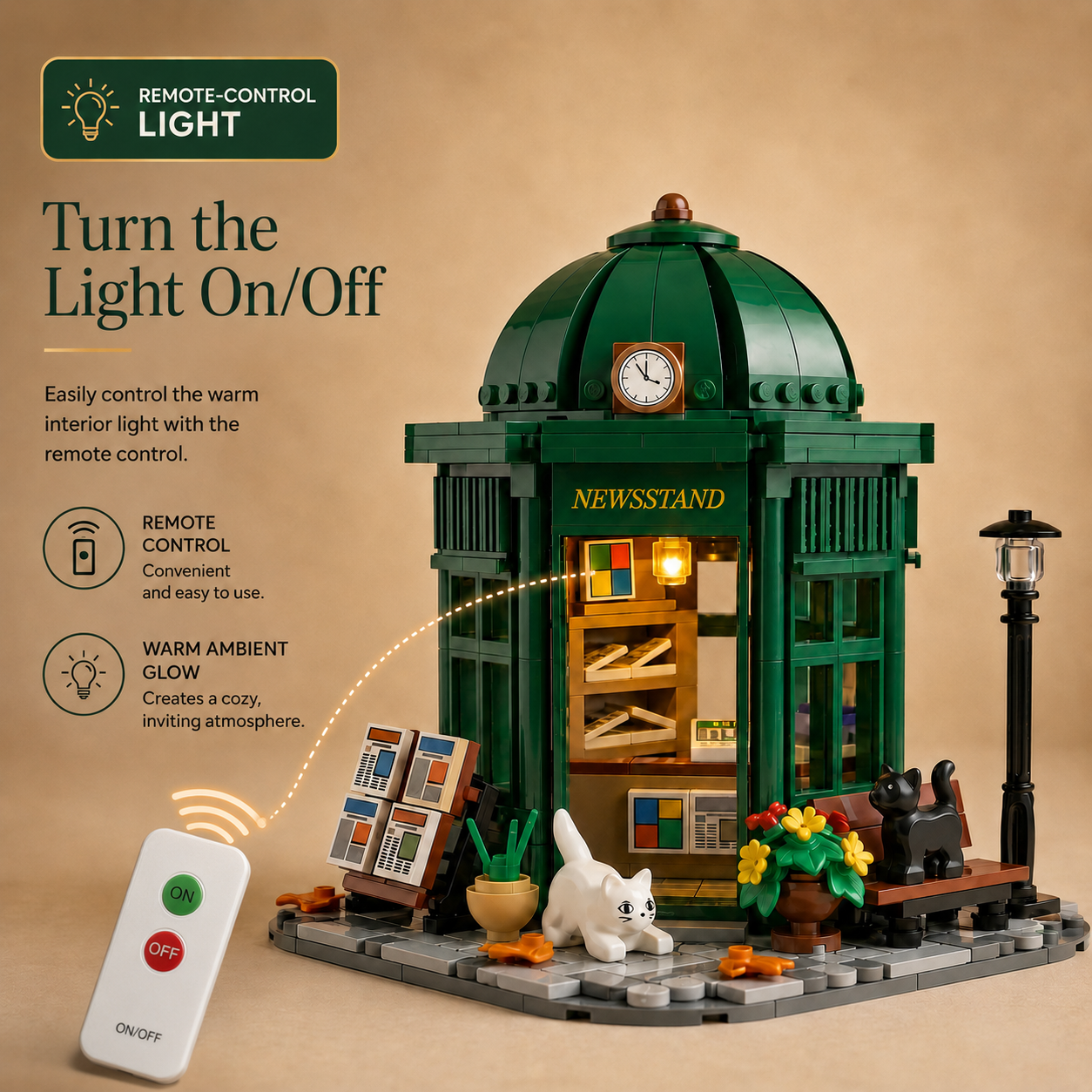 Vintage Europe Newsstand Light-Up Building Block Set