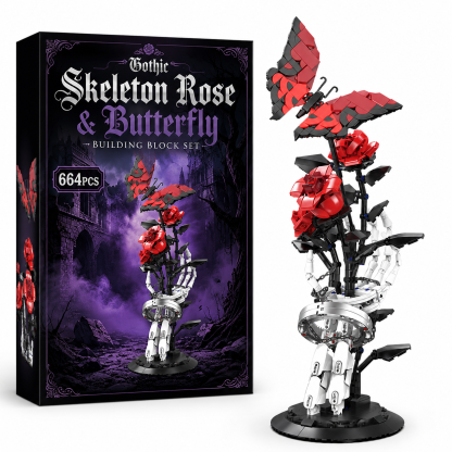 Gothic Skeleton Rose & Butterfly Building Block Set|664Pcs