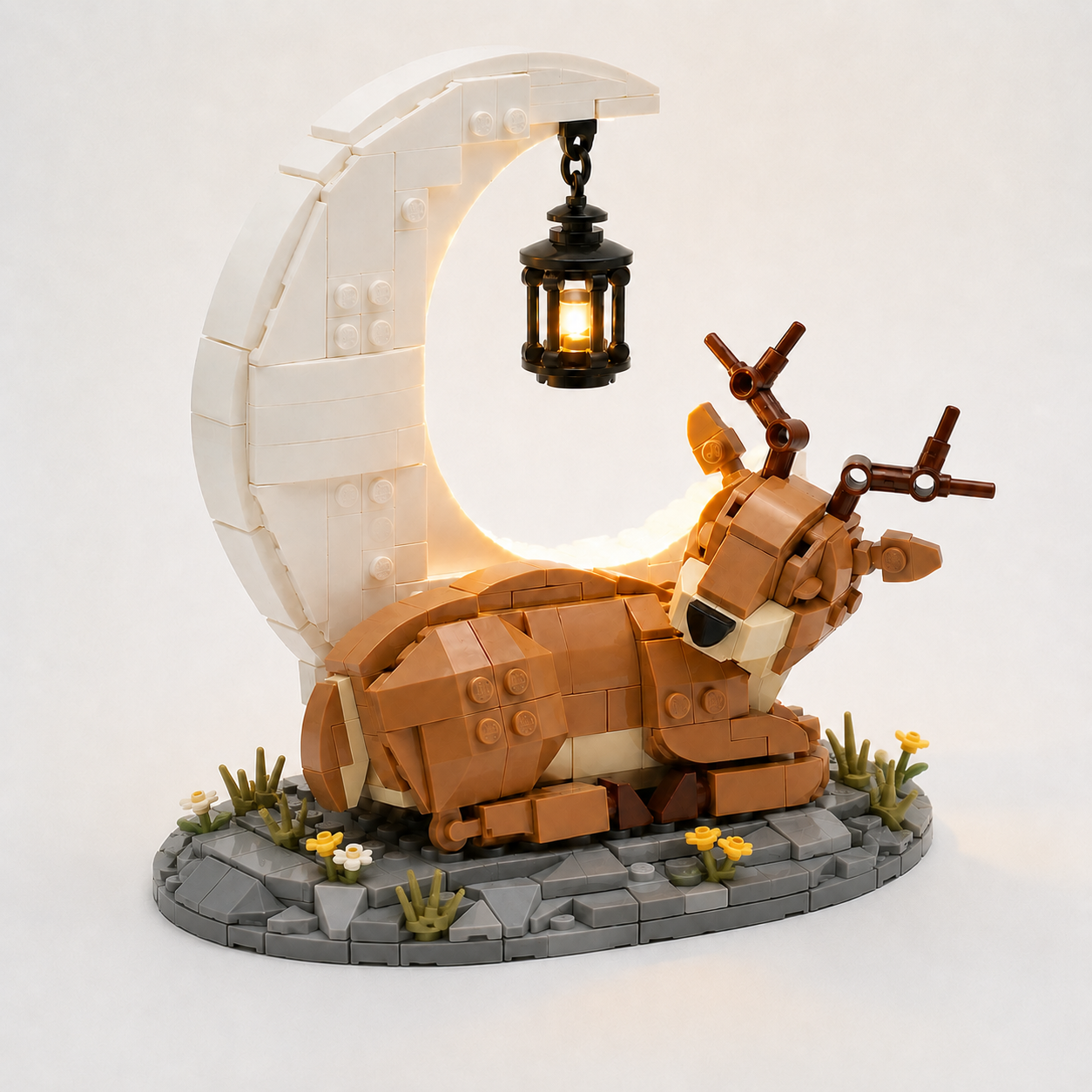 Moonlight Deer & Lantern Building Block Set