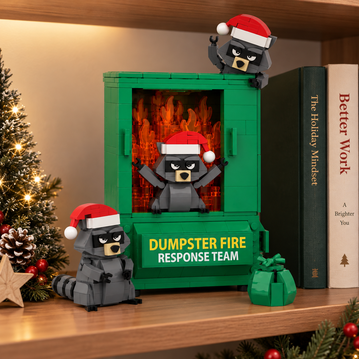 Dumpster Fire Response Team Raccoon Building Block Set