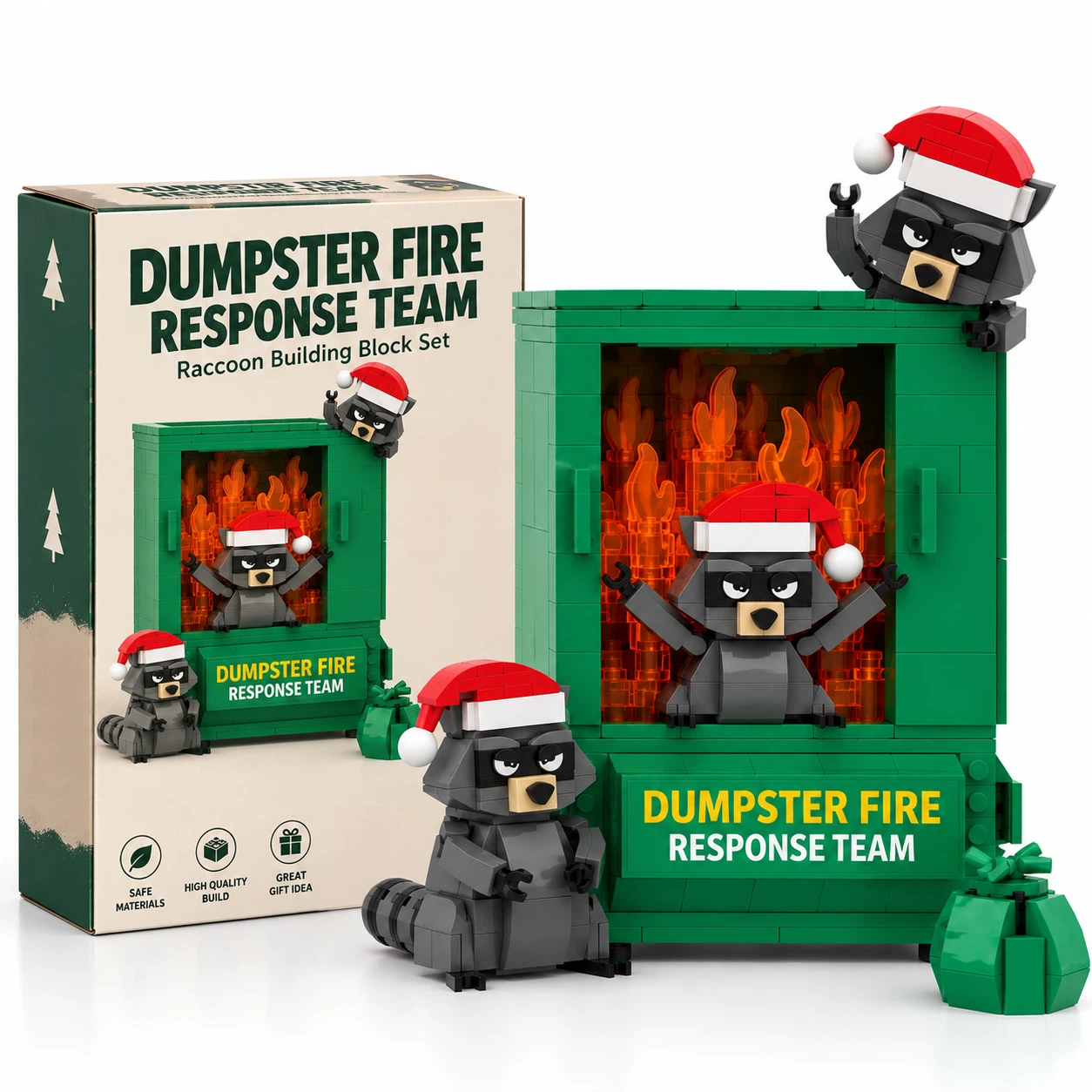 Dumpster Fire Response Team Raccoon Building Block Set