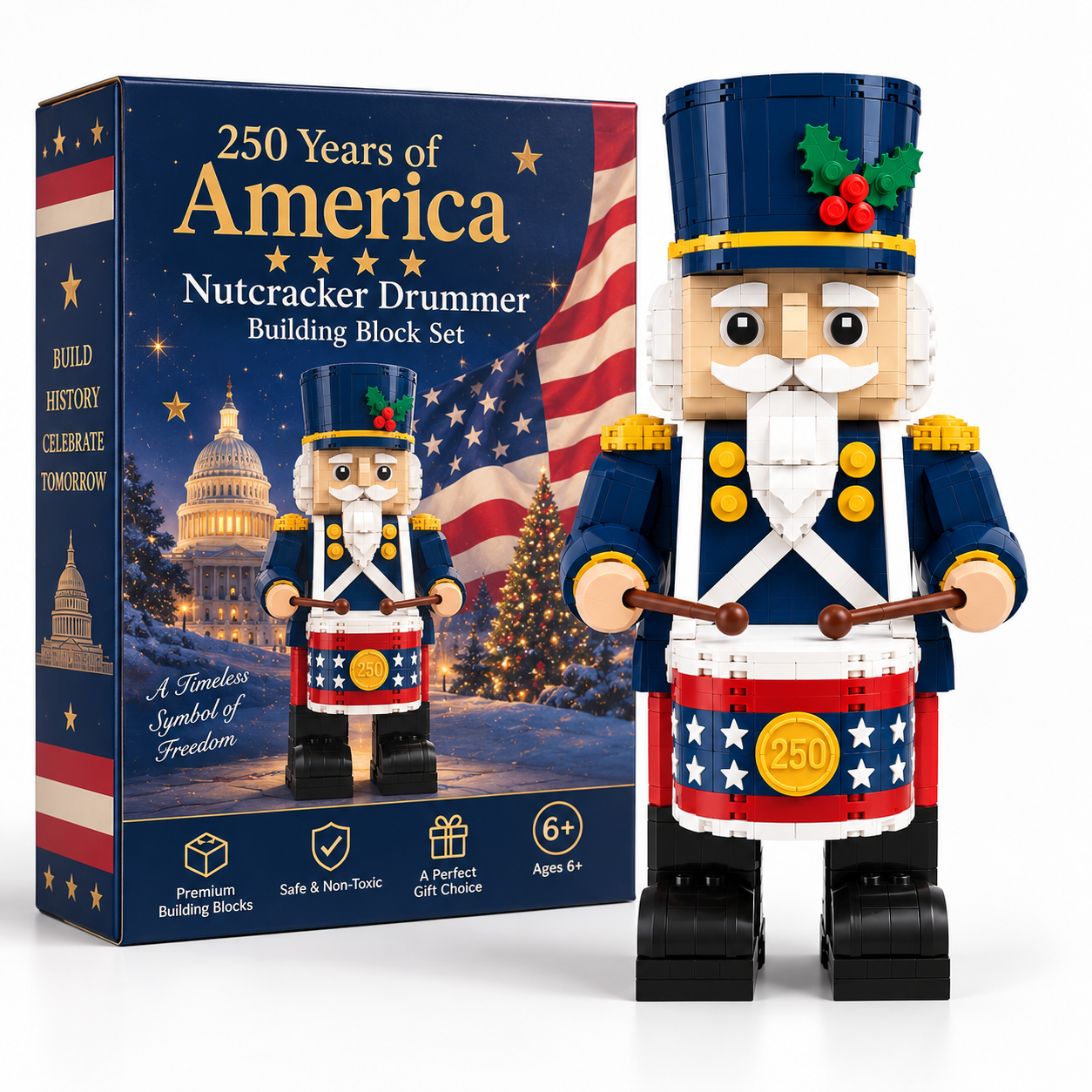 250 Years of America Nutcracker Drummer Building Block Set