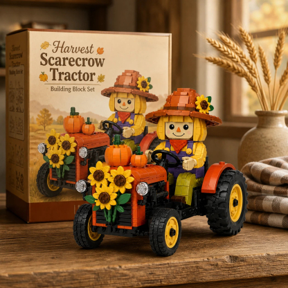 Harvest Scarecrow Tractor Building Block Set