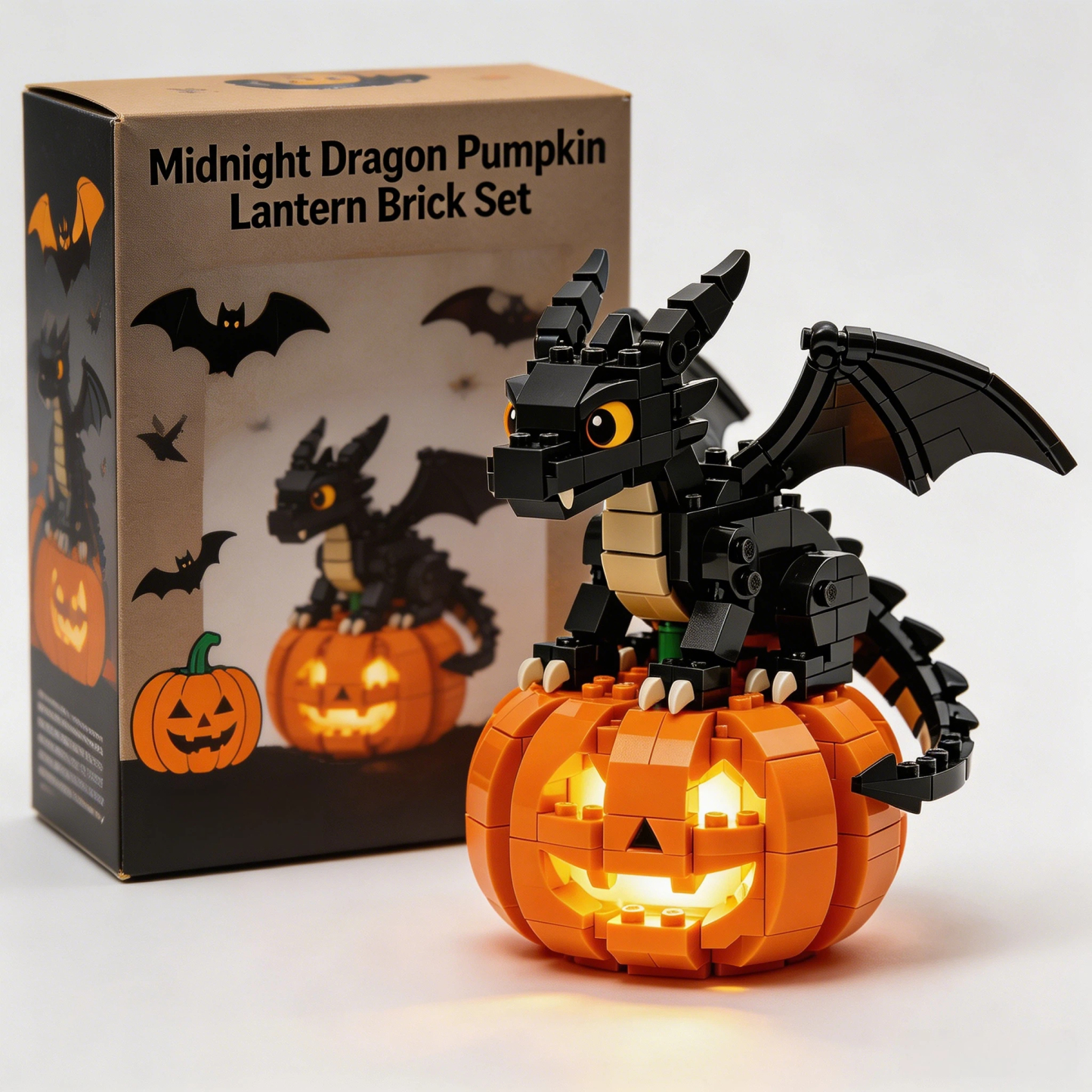 Midnight Dragon Pumpkin Lantern Brick Set🎃🐉