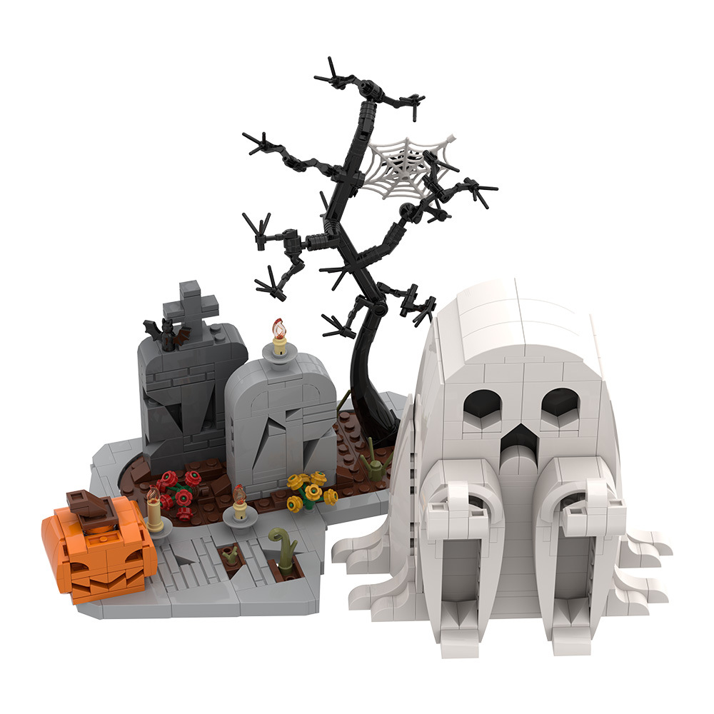 Middle Finger Ghost Halloween Block Set – Spooky Graveyard Display