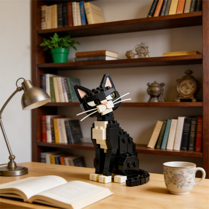 Overdramatic Side-Eye Cat Brick Set – Funny Aloof Cat Model, Sarcastic Display Kit for Collectors & Cat Lovers