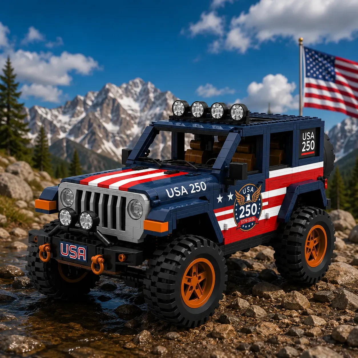 USA 250th Anniversary Semi-Quincentennial Limited Edition Off-Road Vehicle Building Block Set