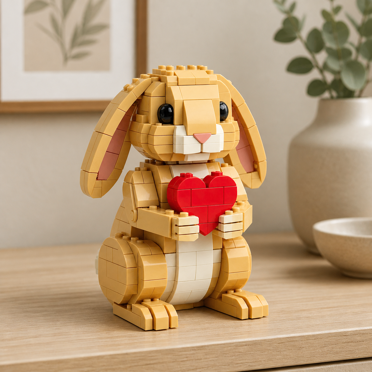 Heart Hug Bunny Building Block Set