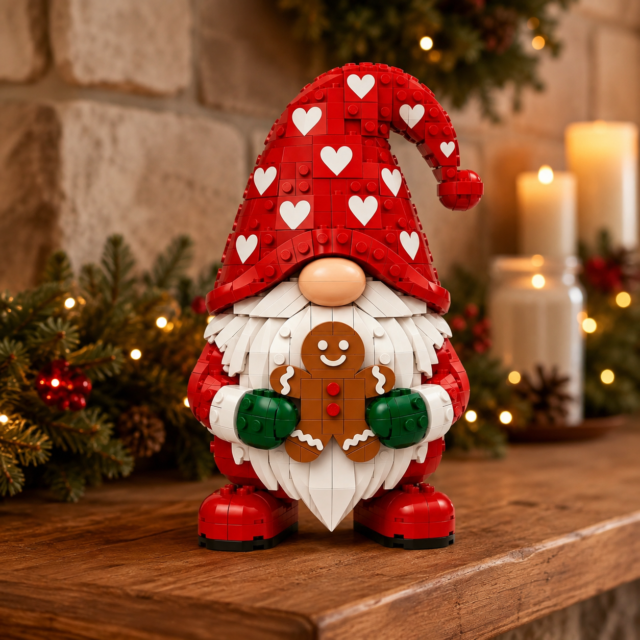 Cozy Christmas Gnome Duo Building Block Set