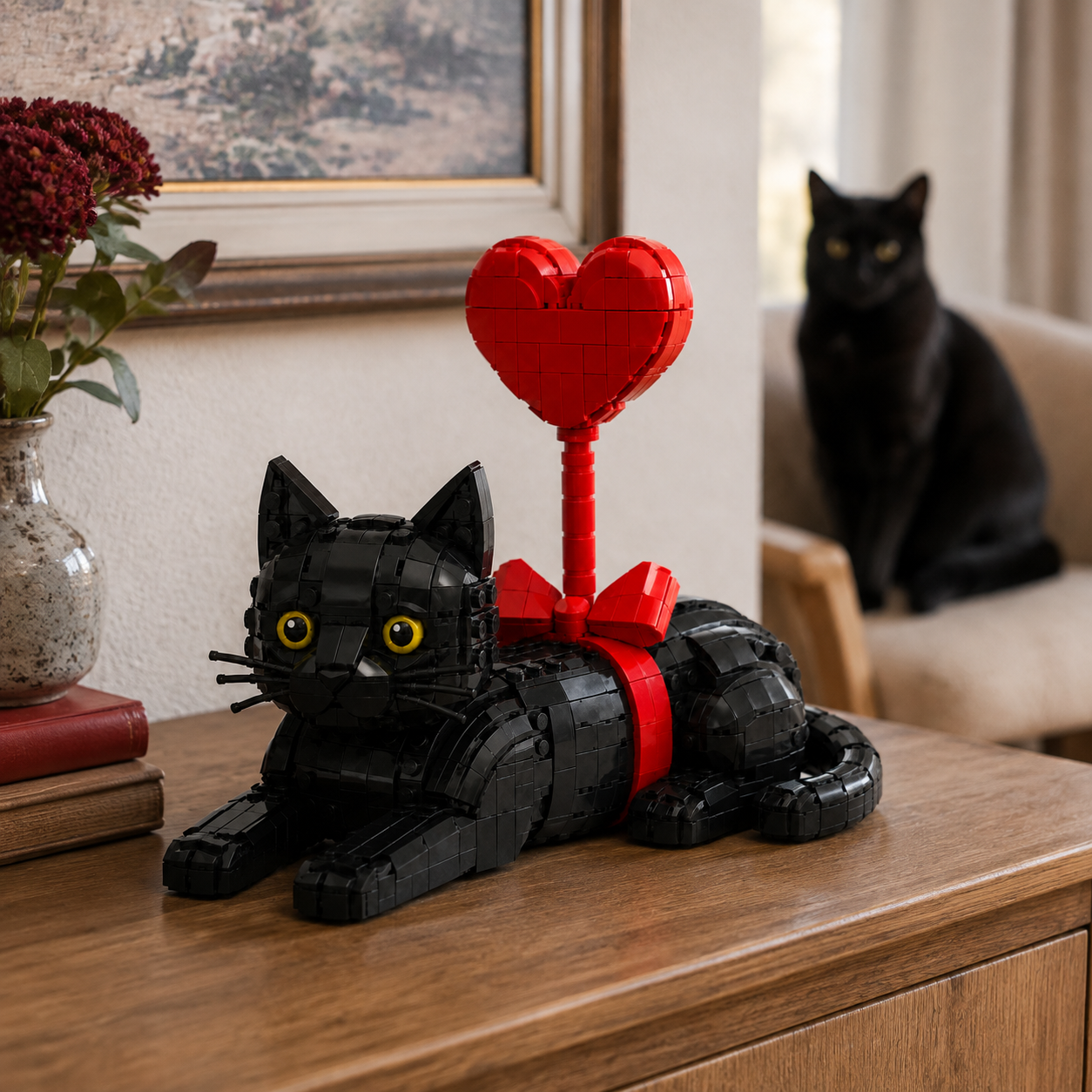 Black Cat & Heart Balloon Building Block Set🐈‍⬛❤️
