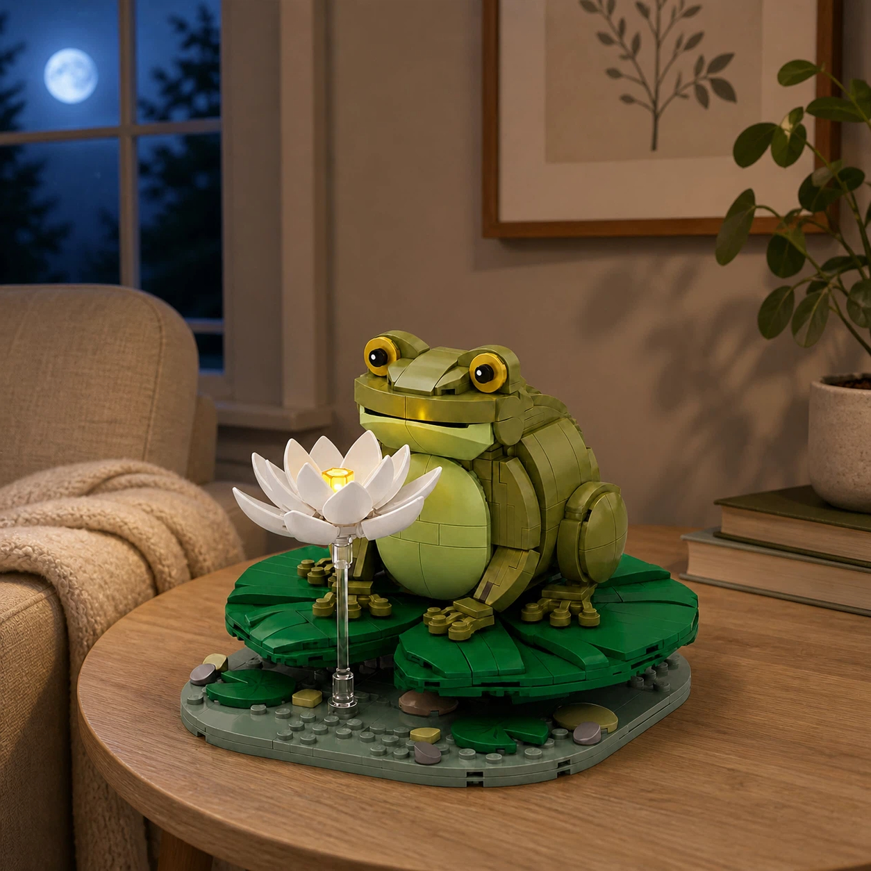 Moonlight Water Lily Frog Light-Up Building Block Set
