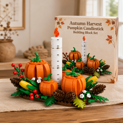Autumn Harvest Pumpkin Candlestick Building Block Set