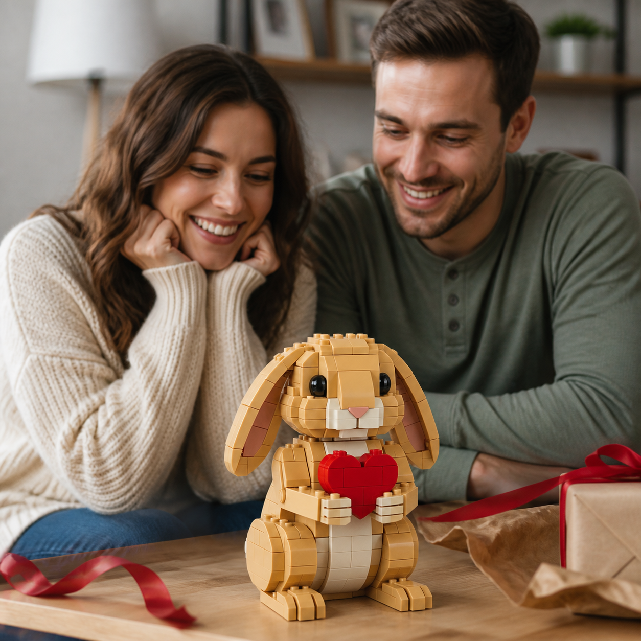 Heart Hug Bunny Building Block Set