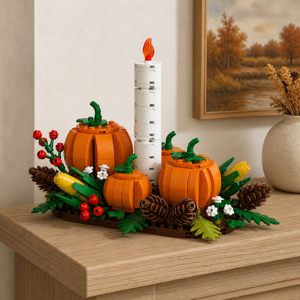 Autumn Harvest Pumpkin Candlestick Building Block Set