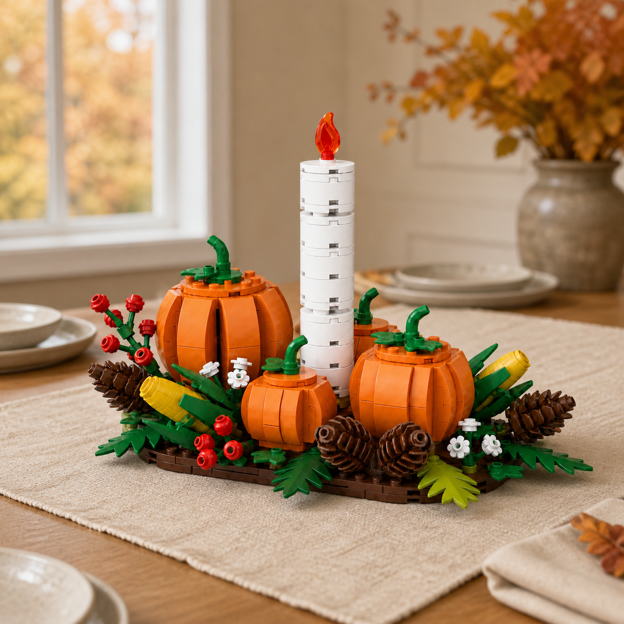 Autumn Harvest Pumpkin Candlestick Building Block Set