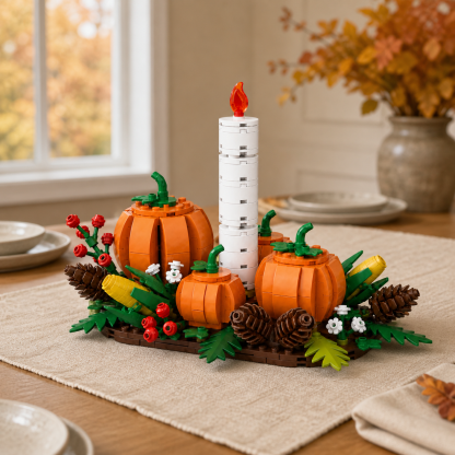 Autumn Harvest Pumpkin Candlestick Building Block Set