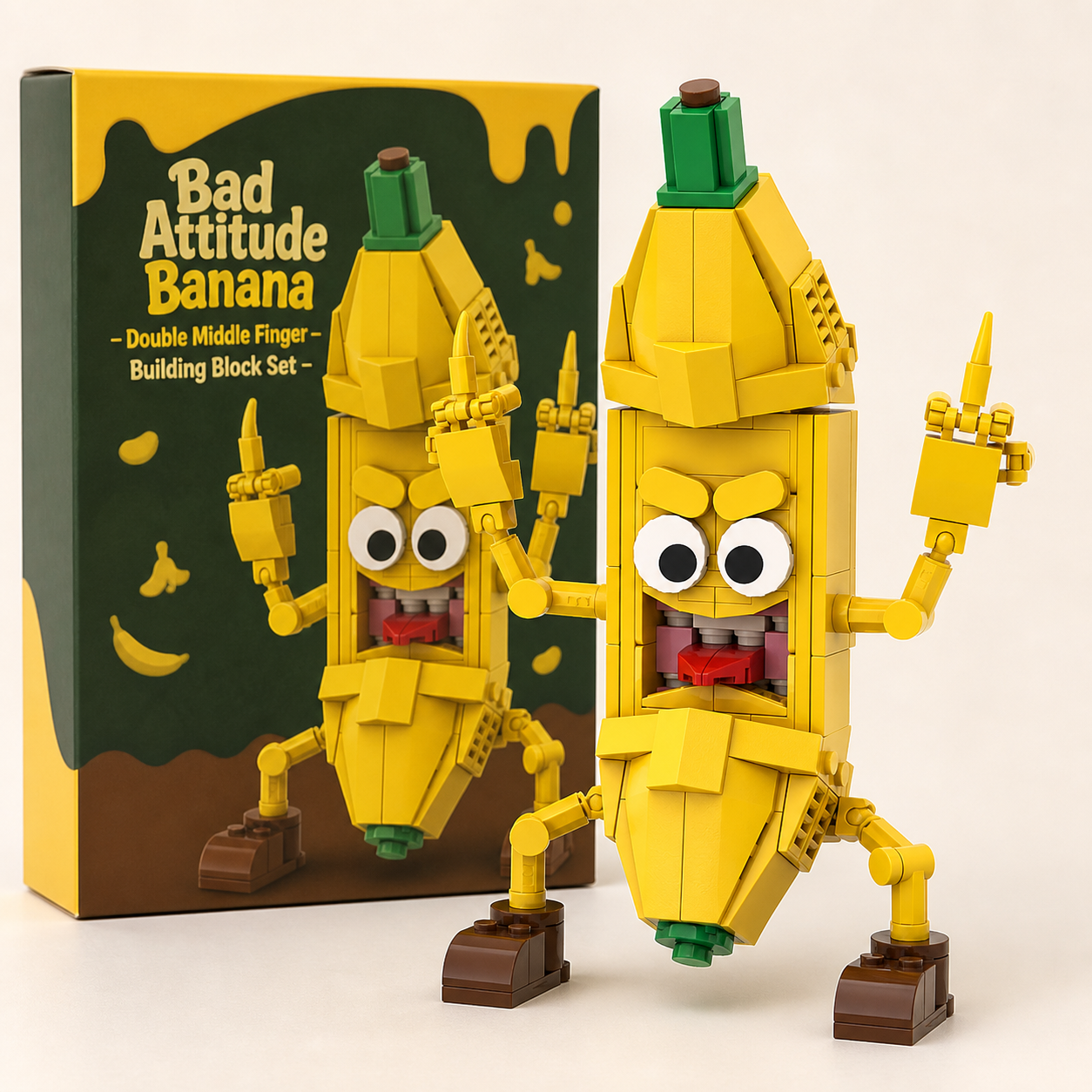 Bad Attitude Banana – Double Middle Finger Building Block Set