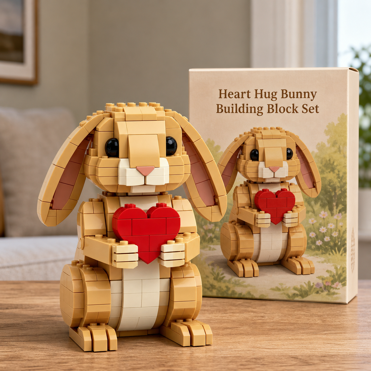 Heart Hug Bunny Building Block Set