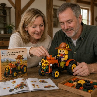 Harvest Scarecrow Tractor Building Block Set