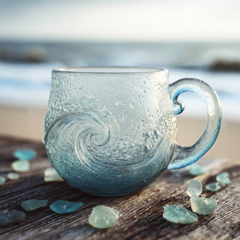 🎄Christmas Best Gifts🔥 Unique Handcrafted Sea Glass Ocean Wave Mug🎁Free Gifts