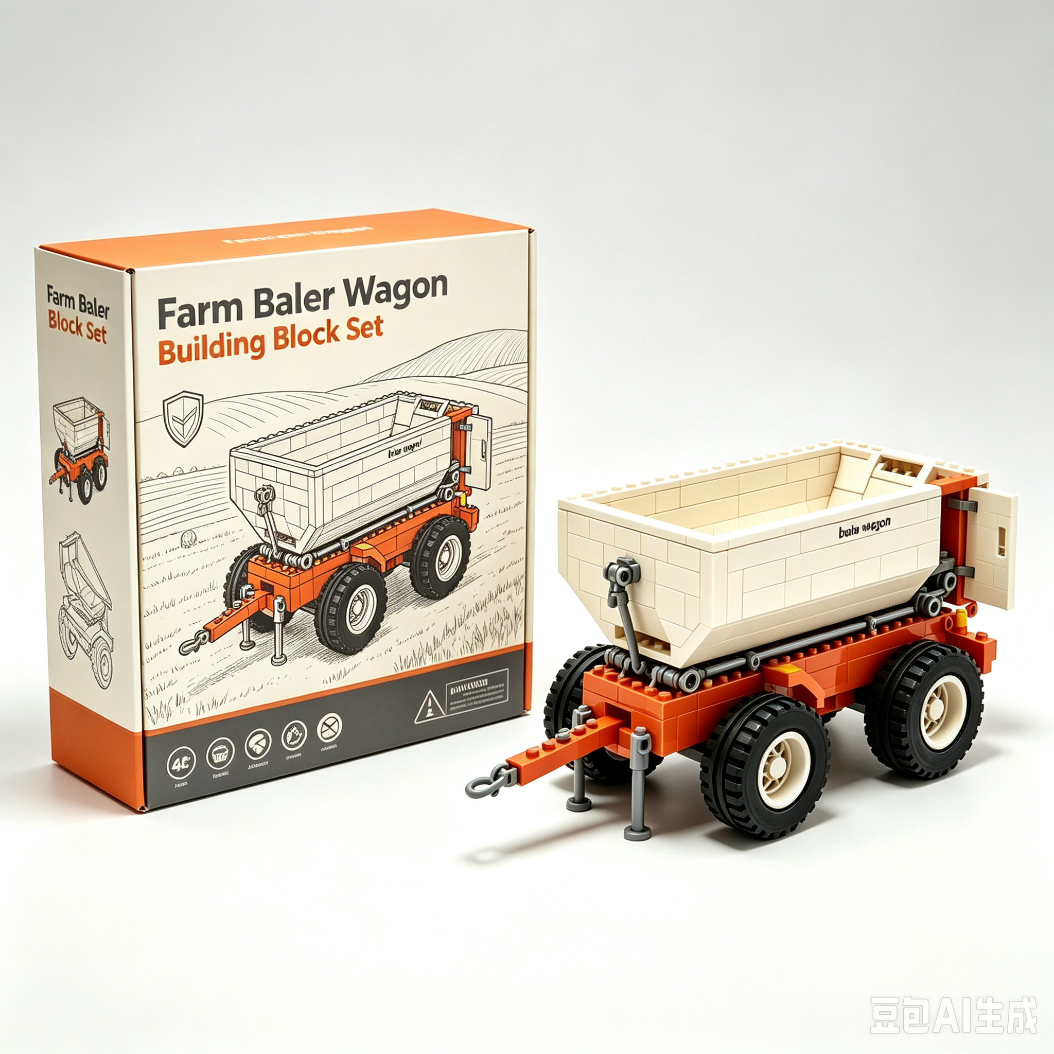 Farm Baler Wagon Building Block Set