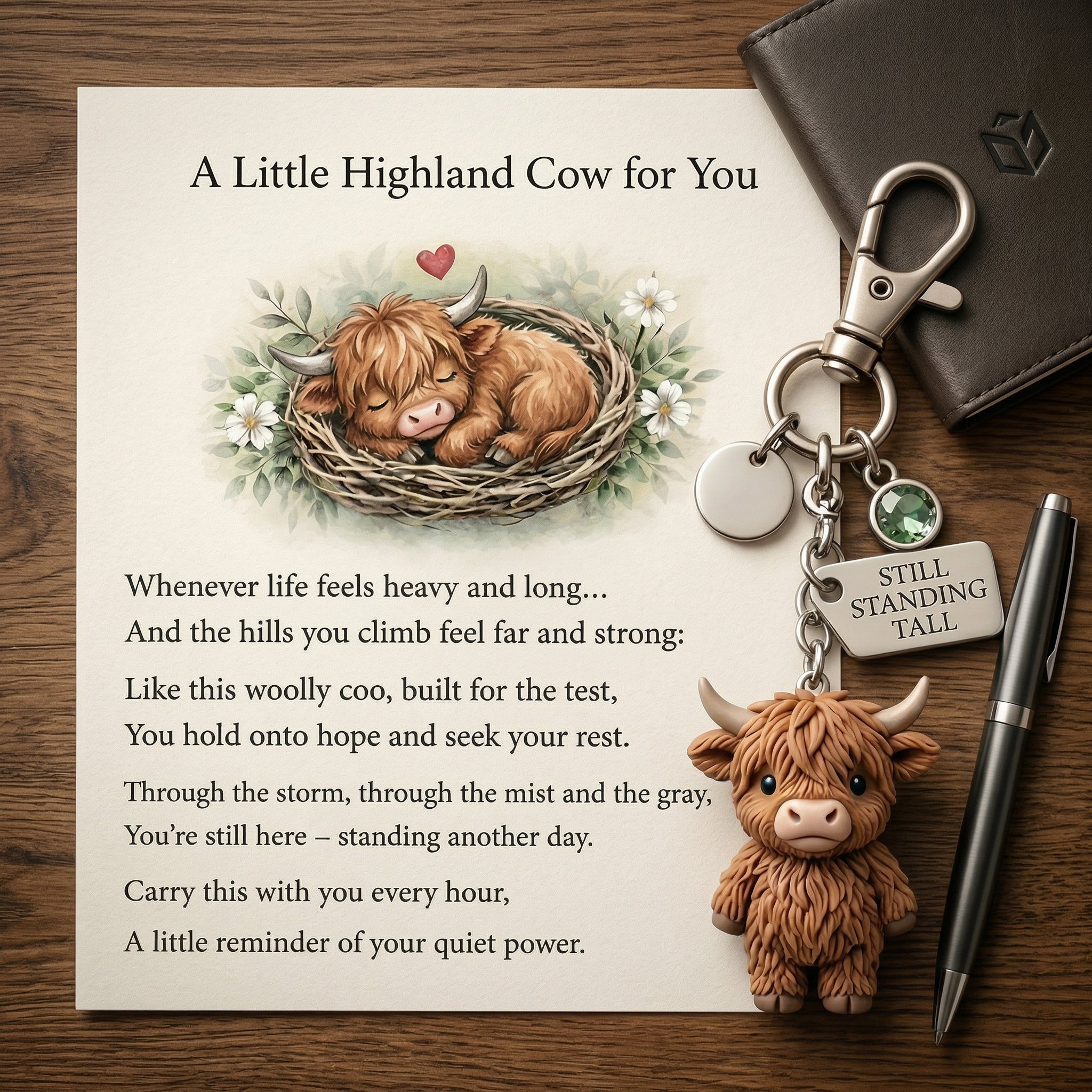 🐮A Little Highland Cow For You Keychain: Your Daily Reminder of Quiet Strength