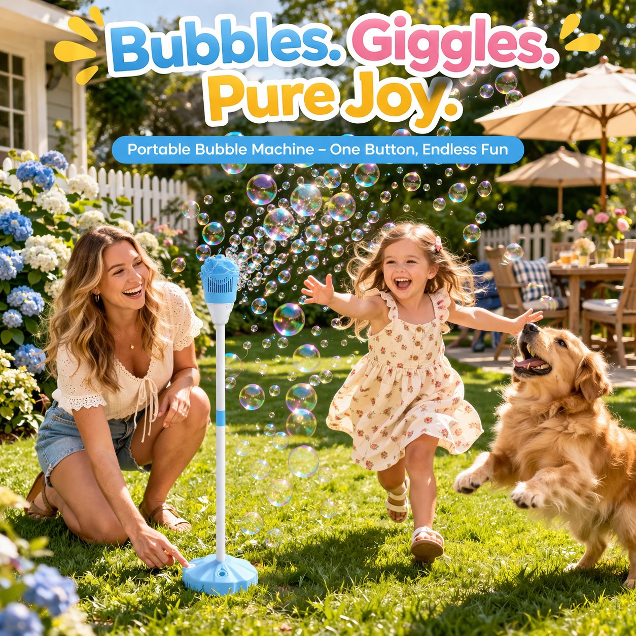 ✨ One-Button Bubble Machine – LED Lights, Day & Night Fun, for Kids & Parties ☃