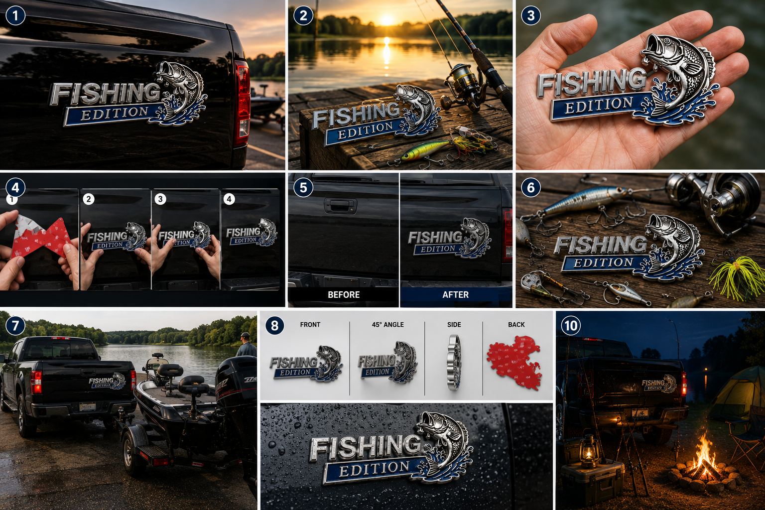 🎣 Fishing Edition 3D Metal Car Emblem Badge