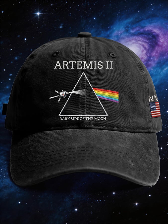 Retro Artemis II Dark Side Of The Moon Print Baseball Cap