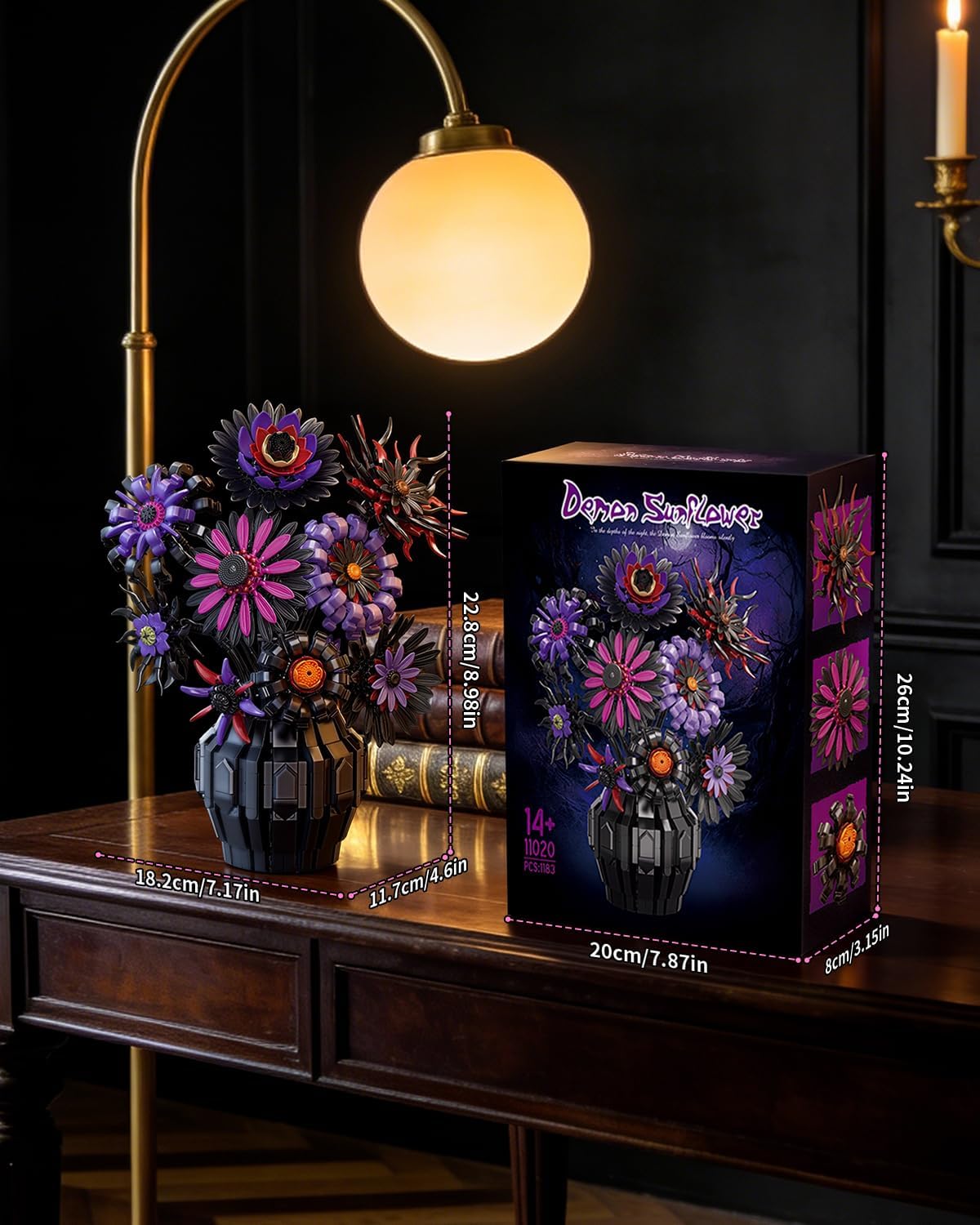 🖤Dark Sunflowers Building Set with Vase