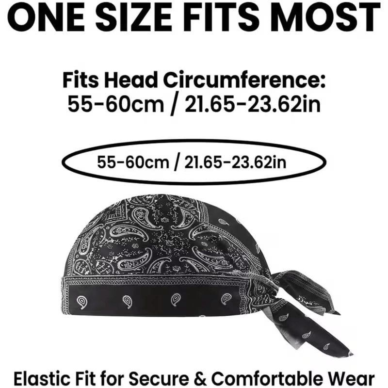 Paisley Cooling Headscarf Cap Set, Motorcycle Pirate Head Wrap Safety Helmet Liner