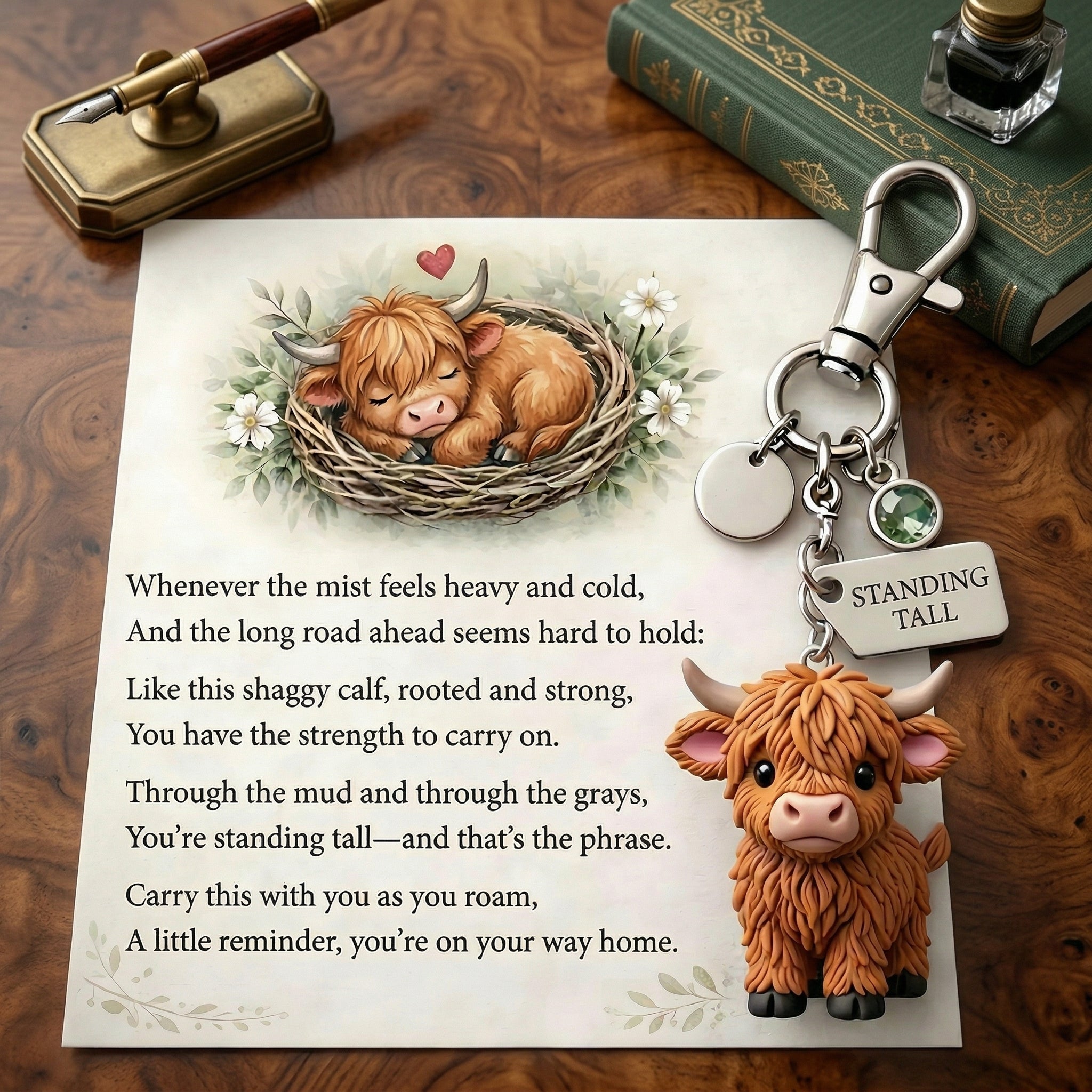 🐮A Little Highland Cow For You Keychain: Your Daily Reminder of Quiet Strength