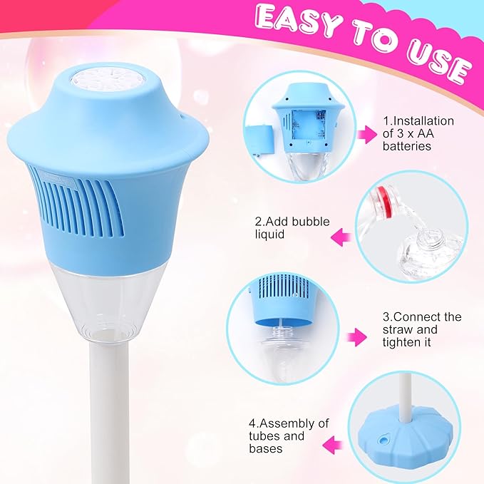 ✨ One-Button Bubble Machine – LED Lights, Day & Night Fun, for Kids & Parties ☃