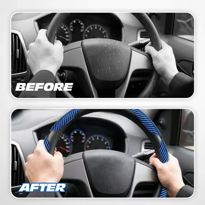 Carbon Fiber Silicone Anti-Slip Car Steering Wheel Cover Universal Fit
