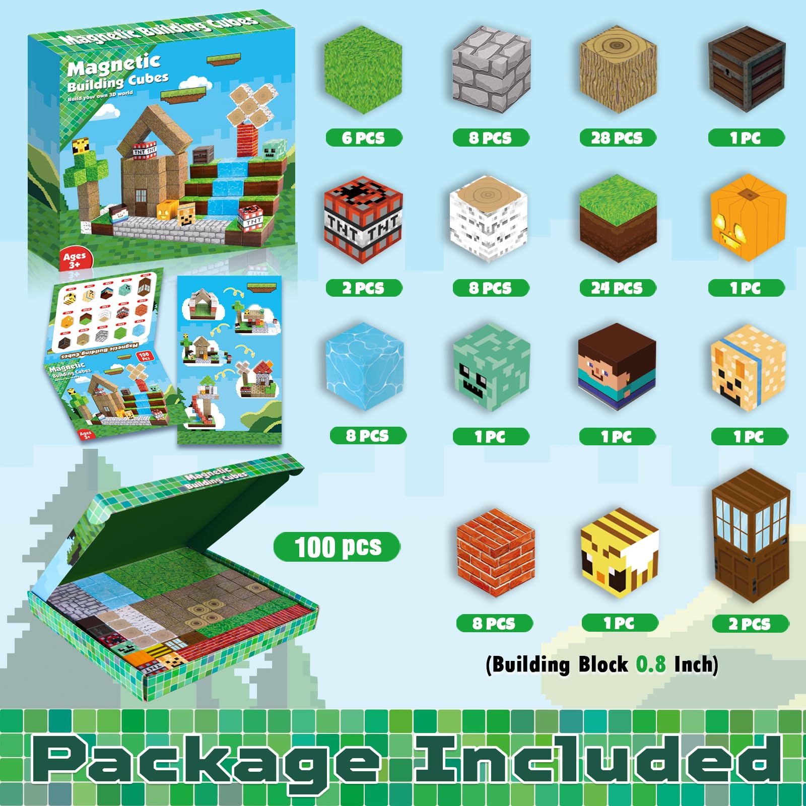 Magnetic Building Blocks - 100 Pieces Magnetic Building Blocks Magnet 