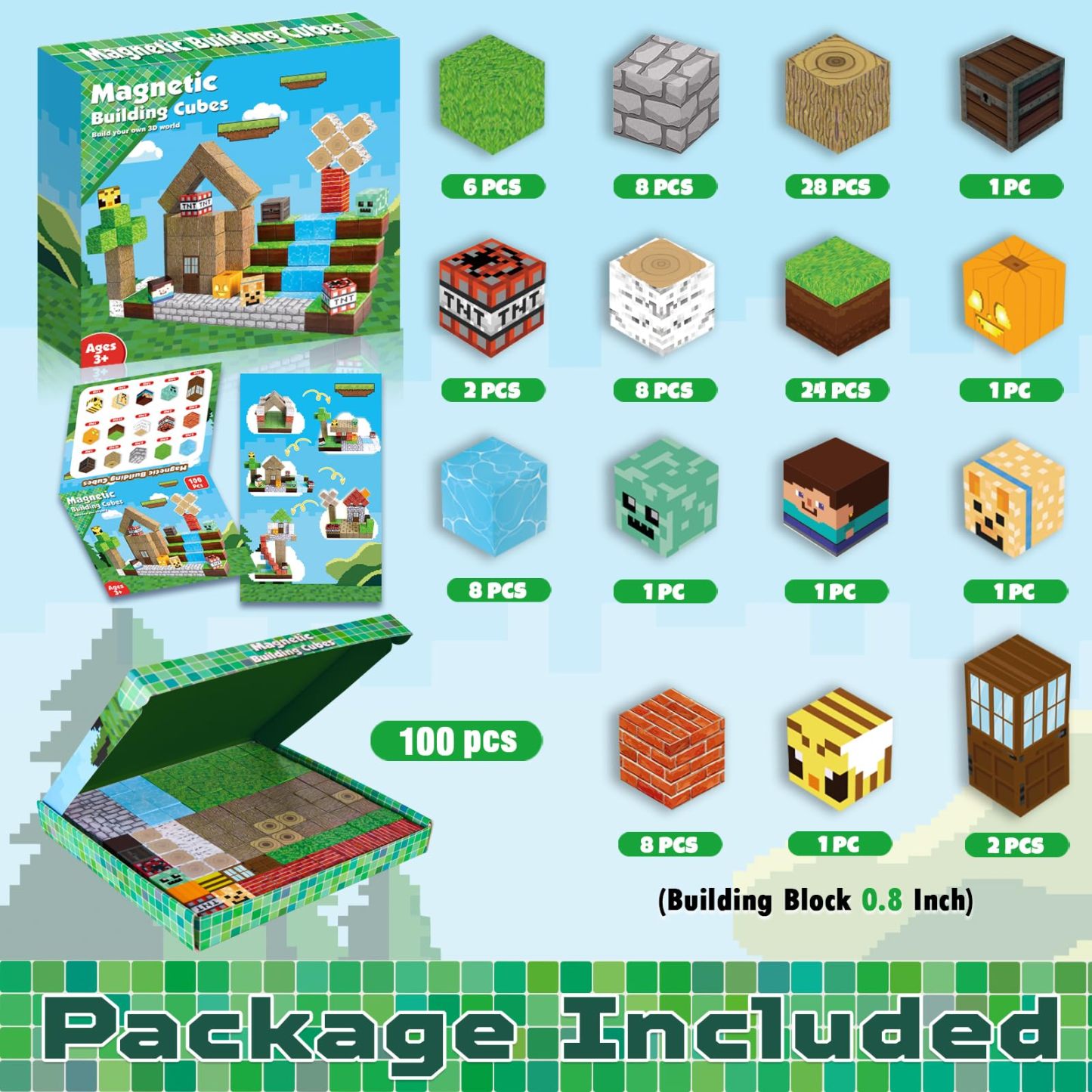 Magnetic Building Blocks - 100 Pieces Magnetic Building Blocks Magnet 